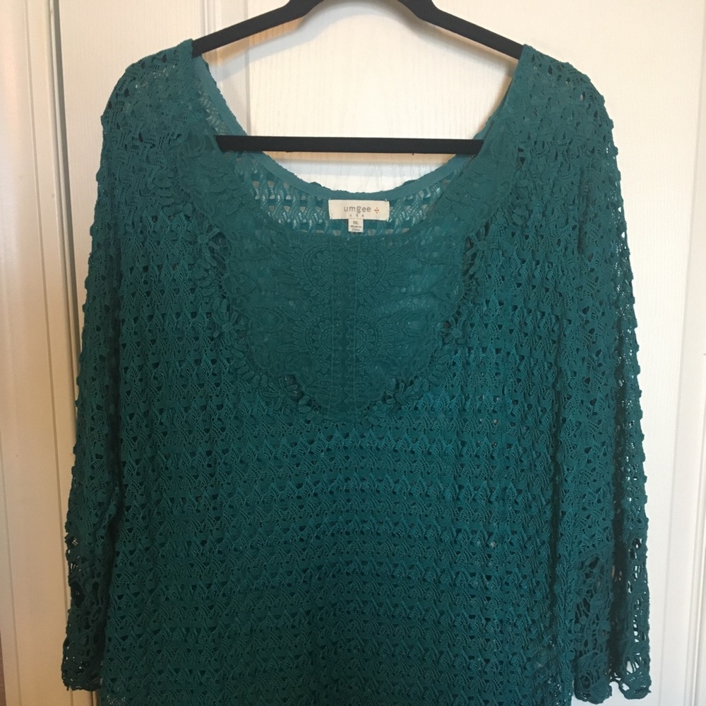 Dark teal crocheted tunic - Picture 2 of 7